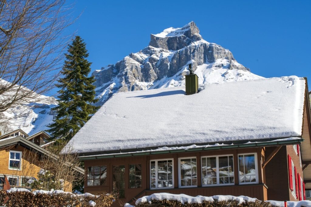 Roof covered in snow