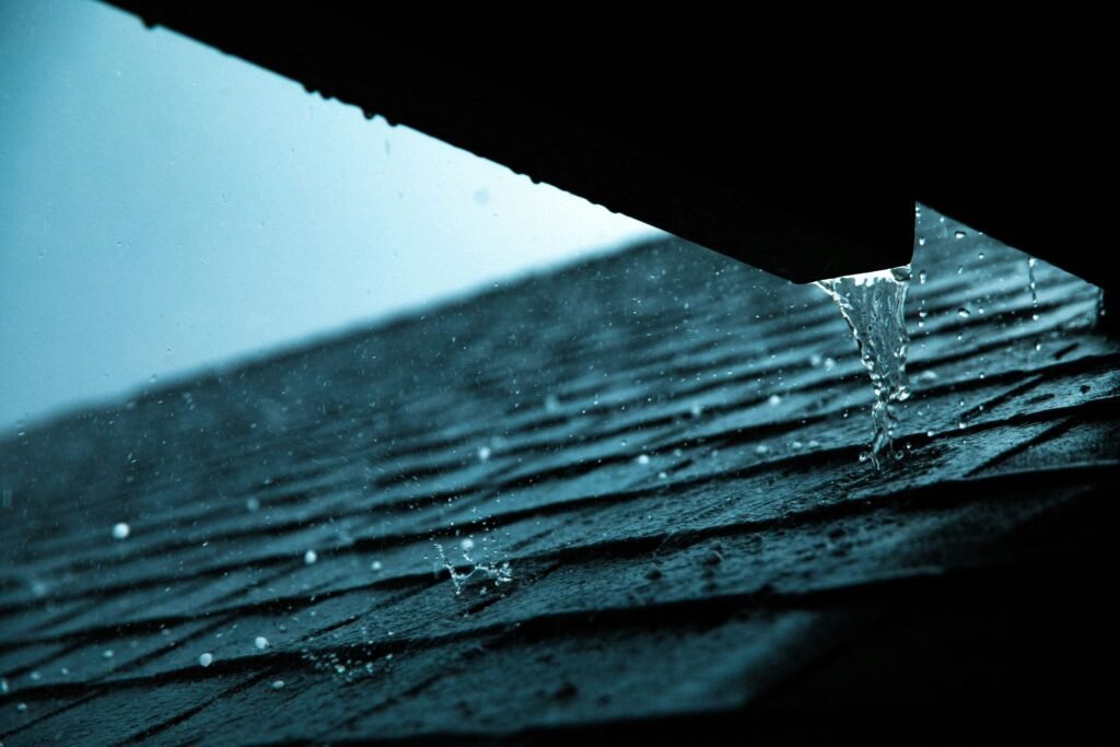Roof being rained on